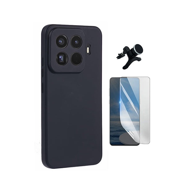 Kit Película Hydrogel Frente + Capa Silicone Líquido +  Suporte Reforçado PHONECARE Para Xiaomi 15T Pro 5G - Preto