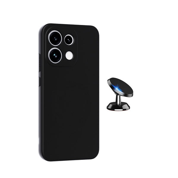 Kit Suporte Magnético + Capa Silicone Líquido PHONECARE Para Oppo Reno16 F 5G - Preto