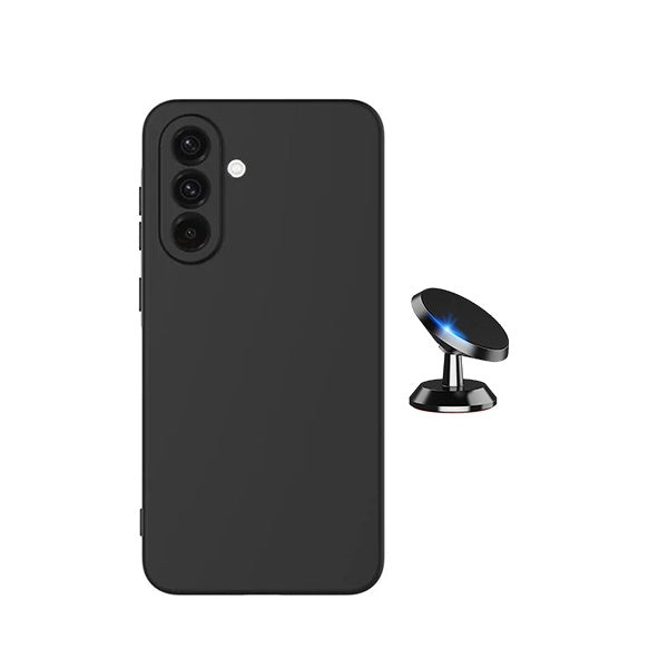 Kit Suporte Magnético + Capa Silicone Líquido PHONECARE Para Samsung Galaxy A57 5G - Preto