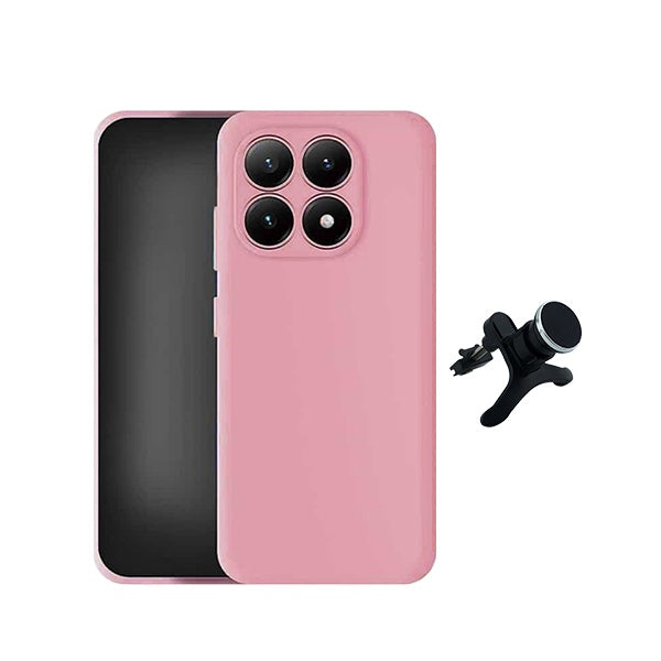 Kit Suporte Magnético Reforçado + Capa Silicone Líquido PHONECARE Para Xiaomi 17 5G - Rosa