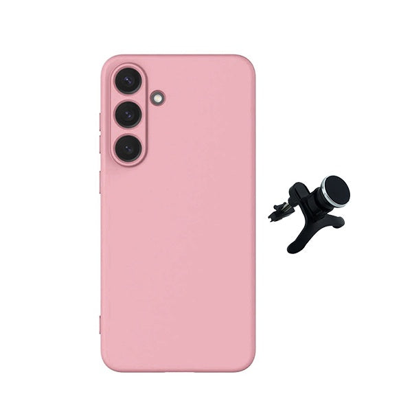 Kit Suporte Magnético Reforçado + Capa Silicone Líquido PHONECARE Para Samsung Galaxy S26 - Rosa