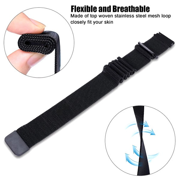Bracelete Milanese Loop Fecho Magnético PHONECARE Para Garmin Venu 4 - 41 mm - Preto