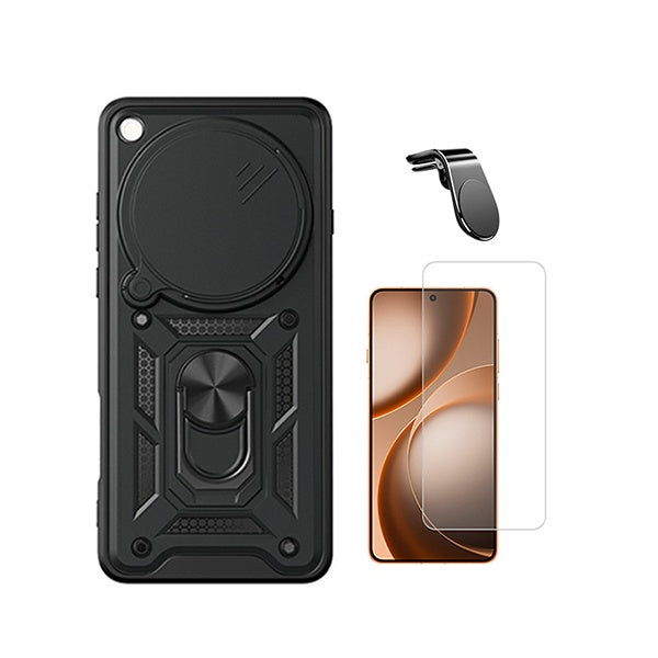 Kit Vidro Clearglass + Capa Magnetic Slide Window + Suporte L PHONECARE Para Oppo Find X9 Ultra - Preto