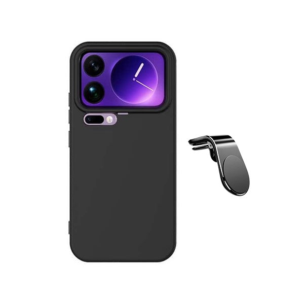 Kit Suporte L + Capa Silicone Líquido PHONECARE Para Xiaomi 17 Pro 5G - Preto