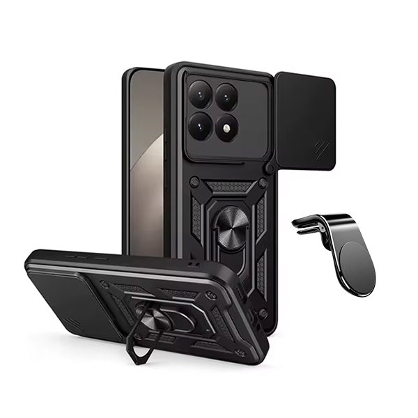 Kit Suporte L + Capa Magnetic Slide Window PHONECARE Para Xiaomi 15T 5G - Preto