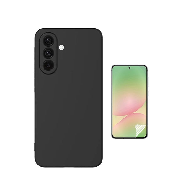 Kit Película Hydrogel Frente + Capa Silicone Líquido PHONECARE Para Samsung Galaxy A57 5G - Preto