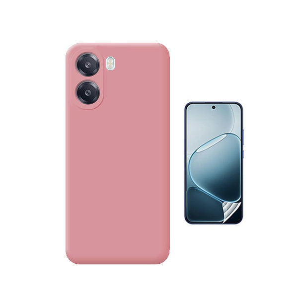 Kit Película Hydrogel Frente + Capa Silicone Líquido PHONECARE Para Oppo A6x - Rosa
