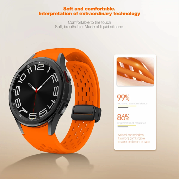 Bracelete MagneticBreathSilicon PHONECARE Para Coros Apex 2 - Laranja