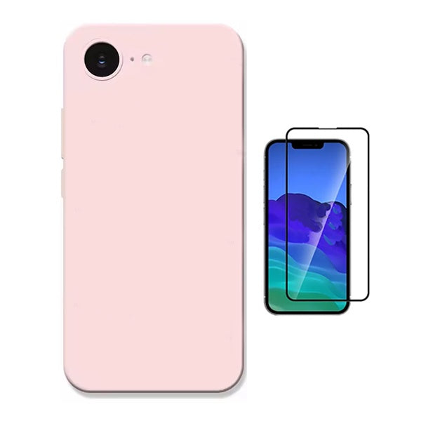 Kit Vidro Temperado + Capa Silicone Líquido PHONECARE Para Apple iPhone 17e - Rosa