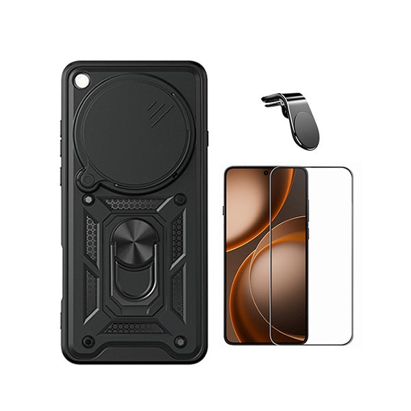 Kit Vidro + Capa Magnetic Slide Window + Suporte L PHONECARE Para Oppo Find X9 Ultra - Preto