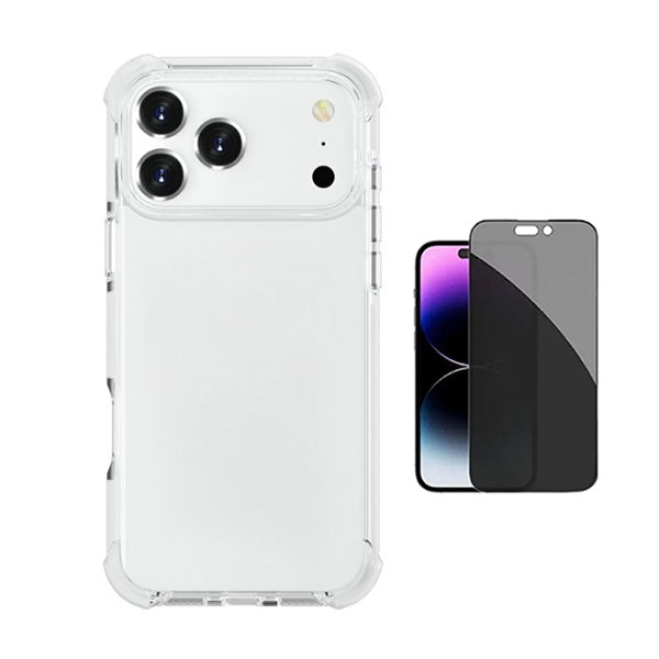 Kit Capa Superprotect Anti-Shock + Película de Vidro Anti-Spy PHONECARE Para Apple iPhone 17 Pro Max - Transparente