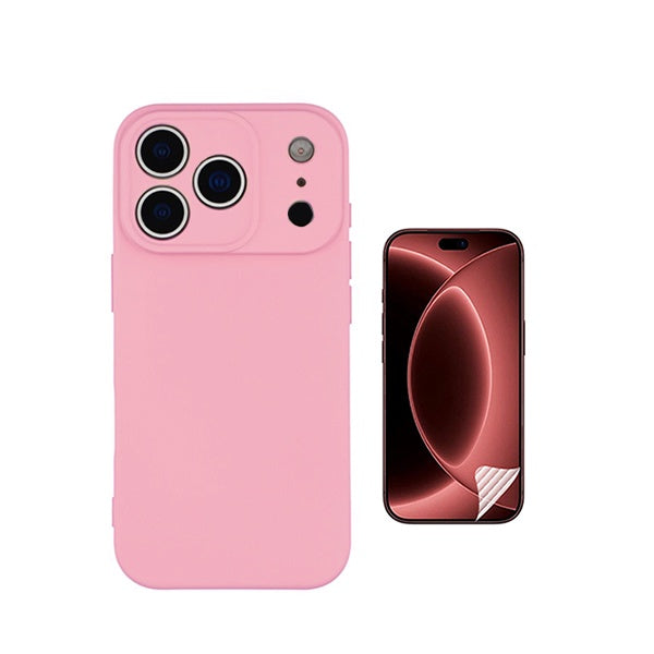 Kit Película Hydrogel Frente + Capa Silicone Líquido PHONECARE Para Apple iPhone 18 Pro Max - Rosa