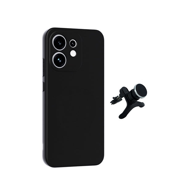 Kit Suporte Magnético Reforçado + Capa Silicone Líquido PHONECARE Para Oppo Reno16 - Preto