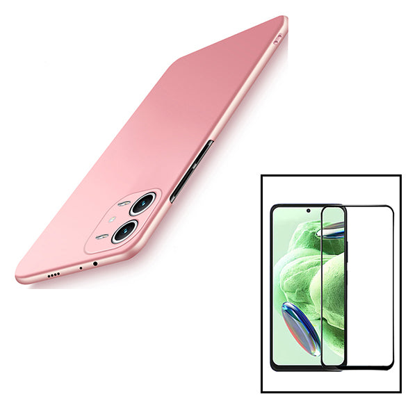 Kit Vidro Premium Full Cover + Capa SlimShield para Xiaomi Redmi Note 12R Pro - Rosa