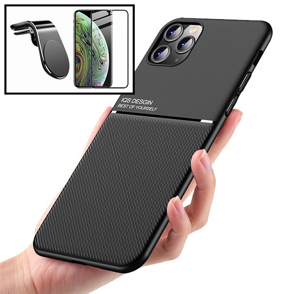 Kit Capa Magnetic Lux + 5D Full Cover + Suporte Magnético L Safe Driving para Apple iPhone 13 Pro