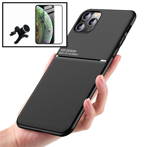 Kit Capa Magnetic Lux + 5D Full Cover + Suporte Magnético de Carro Reforçado para Apple iPhone 13 Pro Max