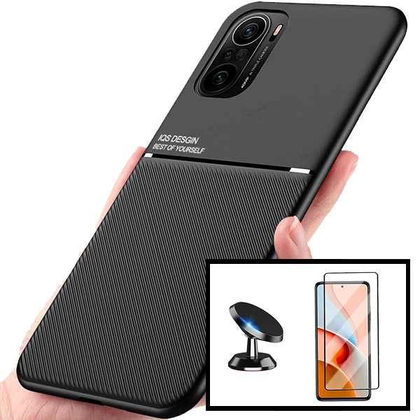 Kit Capa Magnetic Lux + 5D Full Cover + Suporte Magnético de Carro para Xiaomi Redmi K40