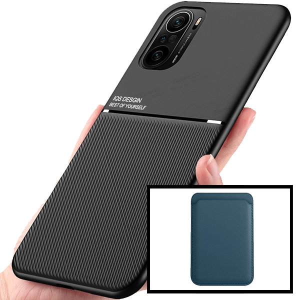 Kit Capa Magnetic Lux + Magnetic Wallet Azul para Xiaomi Redmi K40