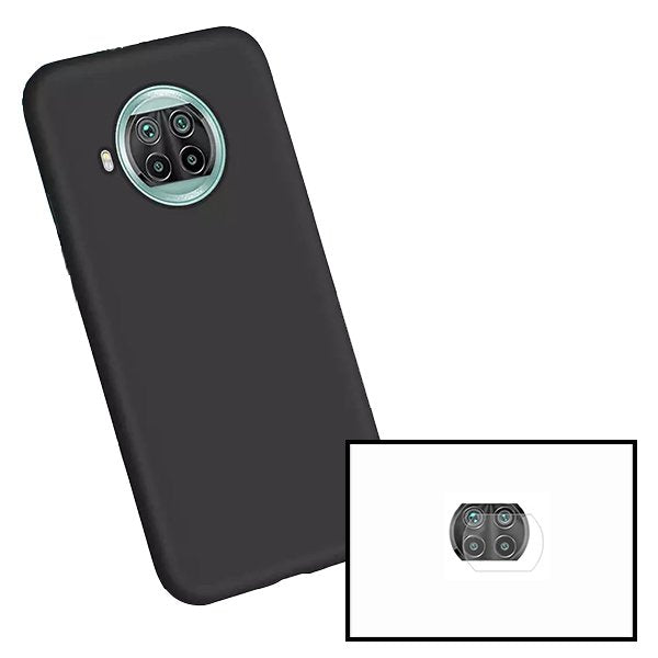 Kit Película de Câmara Traseira + Capa Silicone Líquido para Xiaomi Redmi Note 9 Pro 5G