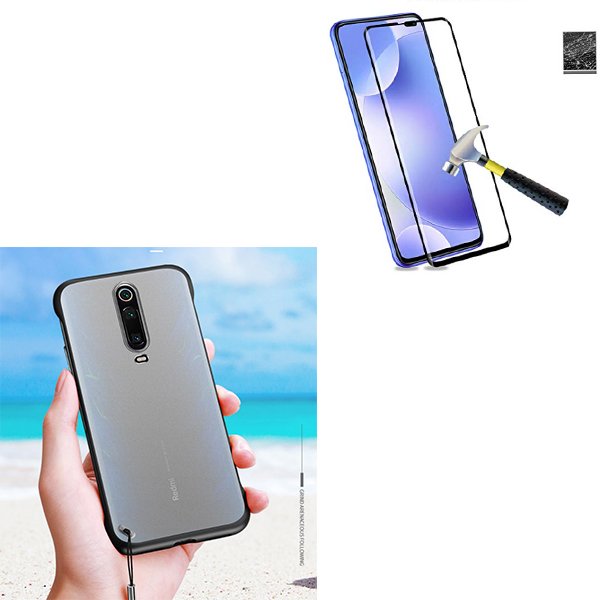 Kit Vidro Premium Full Cover + Capa Invisible Bumper para Xiaomi Poco X2