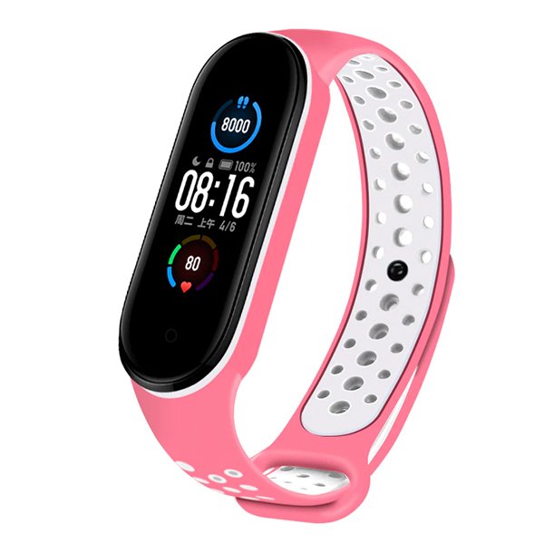 Bracelete SportyStyle para Amazfit Band 5 - Rosa / Branco