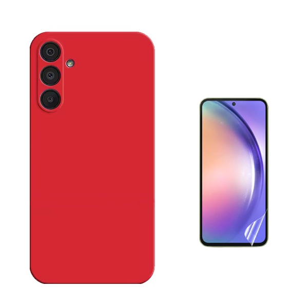 Kit Película Hydrogel Frente + Capa Silicone Líquido PHONECARE Para Samsung Galaxy A36 5G - Vermelha
