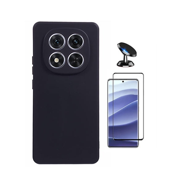 Kit Vidro Temperado + Capa Silicone Líquido + Suporte Magnético PHONECARE Para Xiaomi Redmi Note 15 Pro + Plus - Preto