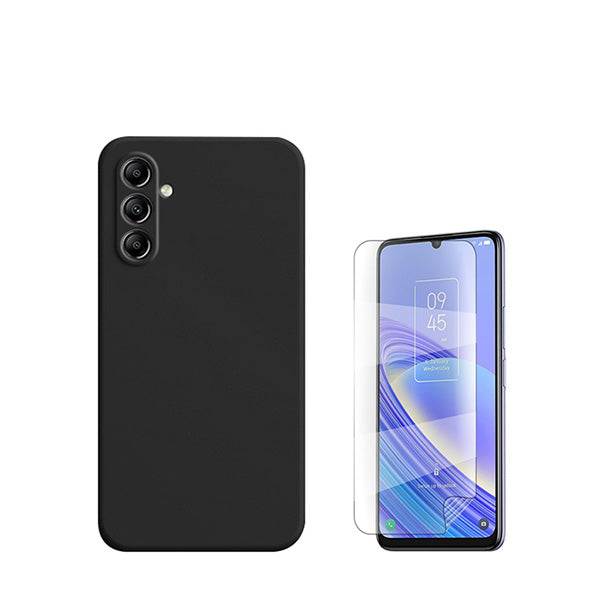 Kit Película Hydrogel Full Cover Frente + Capa Silicone Líquido para Samsung Galaxy M15 - Preto