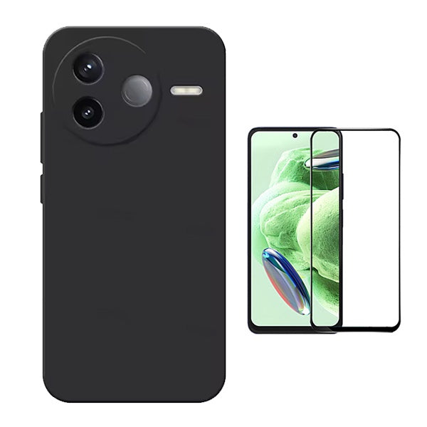 Kit Vidro Temperado + Capa Silicone Líquido PHONECARE Para Xiaomi Poco F7 Pro - Preto