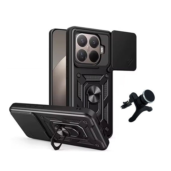 Kit Suporte Reforçado + Capa Magnetic Slide Window PHONECARE Para Xiaomi 15T Pro 5G - Preto