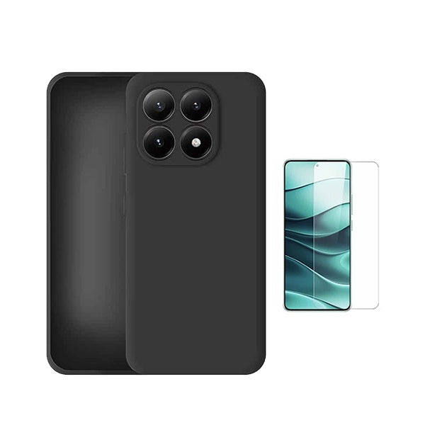 Kit Vidro Clearglass + Capa Silicone Líquido PHONECARE Para Xiaomi 17 5G - Preto