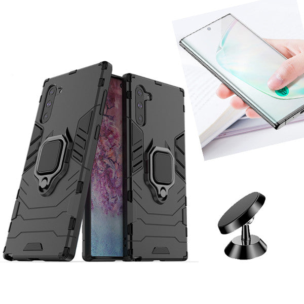 Kit Película de Vidro Temperado Curved + Capa 3X1 Military Defender + Suporte Magnético de Carro para Samsung Galaxy Note 10 5G