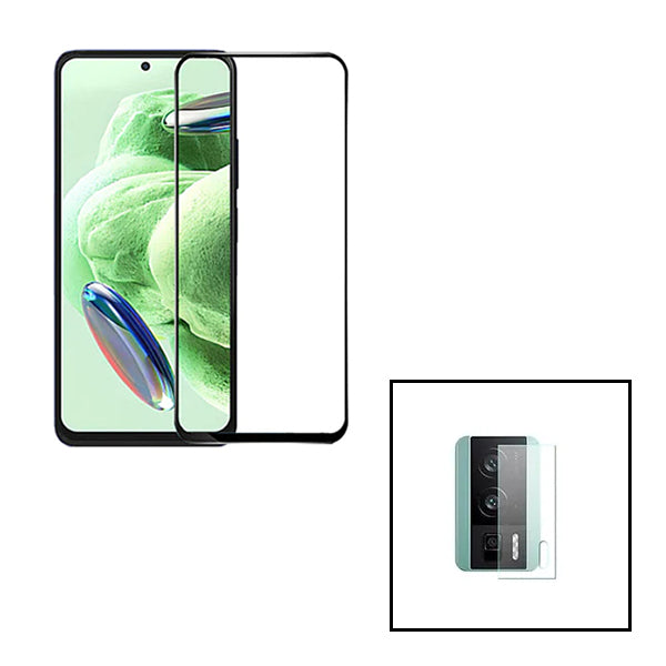 Kit Película de Camara Traseira + Vidro Premium Full Cover para Xiaomi Poco F5 Pro - Transparente/Preto