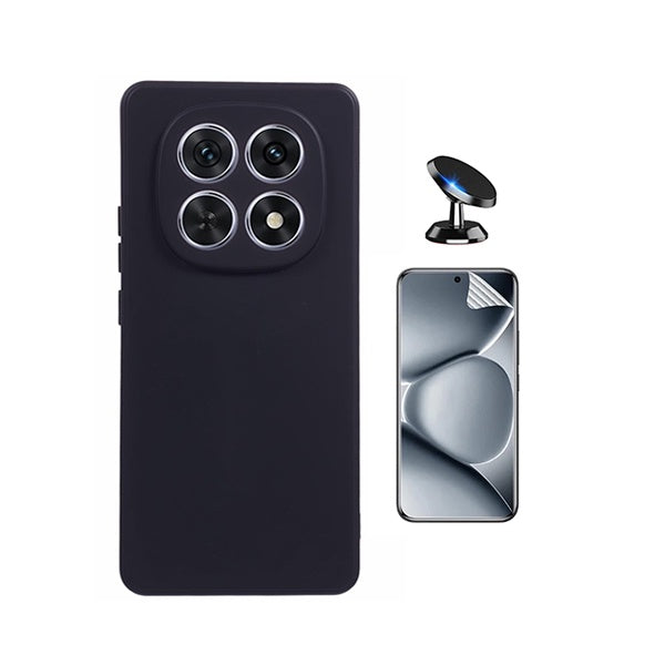 Kit Película Hydrogel Frente + Capa Silicone Líquido + Suporte Magnético PHONECARE Para Xiaomi Redmi Note 15 5G - Preto