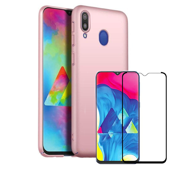 Kit Vidro Premium Full Cover + Capa SlimShield para Samsung Galaxy M30 - Rosa