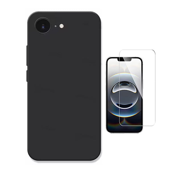 Kit Vidro Clearglass + Capa Silicone Líquido PHONECARE Para Apple iPhone 17e - Preto