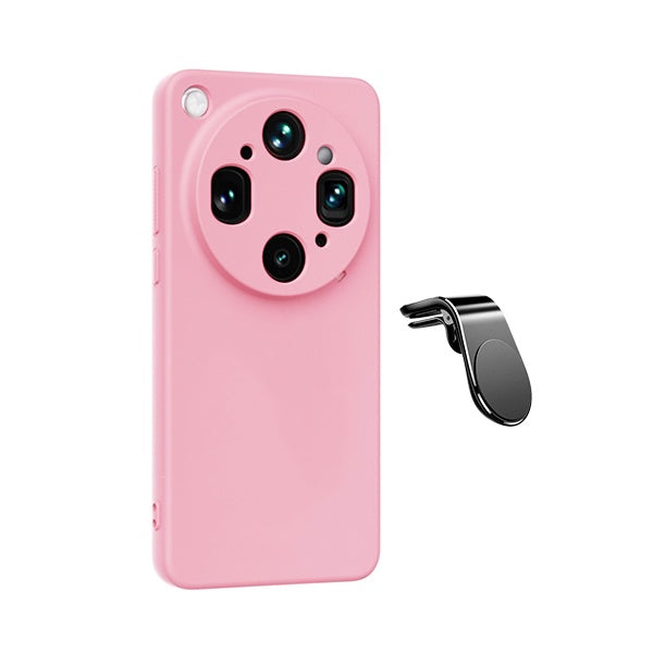 Kit Suporte L + Capa Silicone Líquido PHONECARE Para Oppo Find X9 Ultra - Rosa