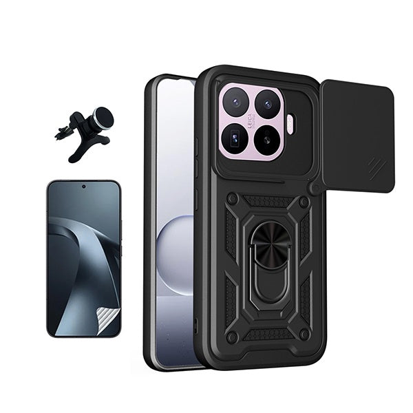 Kit Película Hydrogel Frente + Capa Magnetic Slide Window + Suporte Magnético Reforçado  PHONECARE Para Xiaomi 17T 5G - Preto
