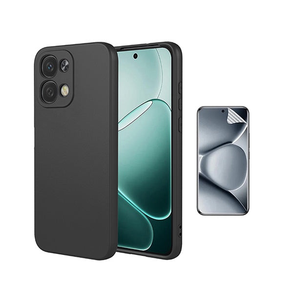 Kit Película Hydrogel Frente + Capa Silicone Líquido PHONECARE Para Oppo A6 Pro 4G - Preto