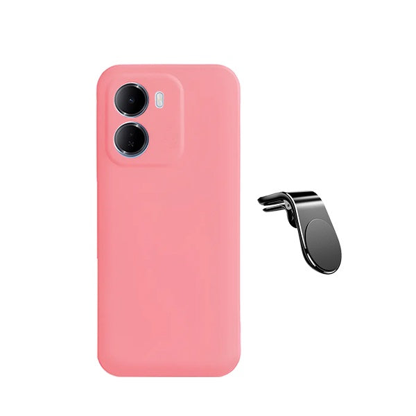 Kit Suporte L + Capa Silicone Líquido PHONECARE Para Xiaomi Redmi 15a 5G - Rosa