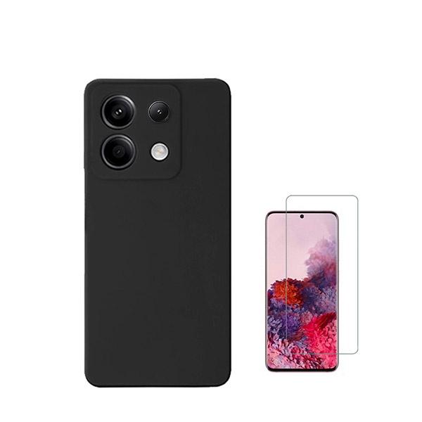 Kit Vidro Clearglass + Capa Silicone Líquido para Xiaomi Redmi Note 13 Pro 4G - Preto
