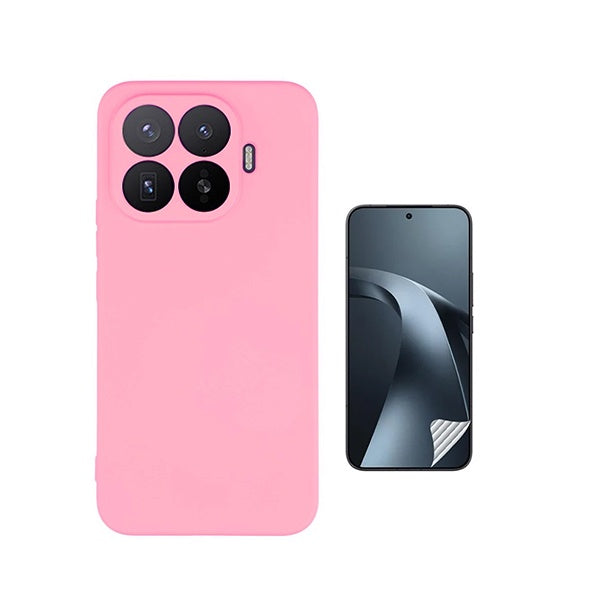 Kit Película Hydrogel Frente + Capa Silicone Líquido PHONECARE Para Xiaomi 17T Pro 5G - Rosa