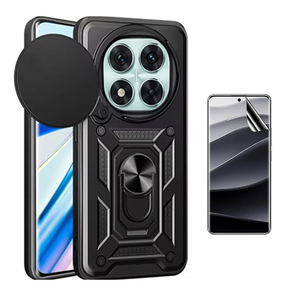Kit Película Hydrogel Frente + Capa Magnetic Slide Window PHONECARE Para Xiaomi Poco X7 - Preto