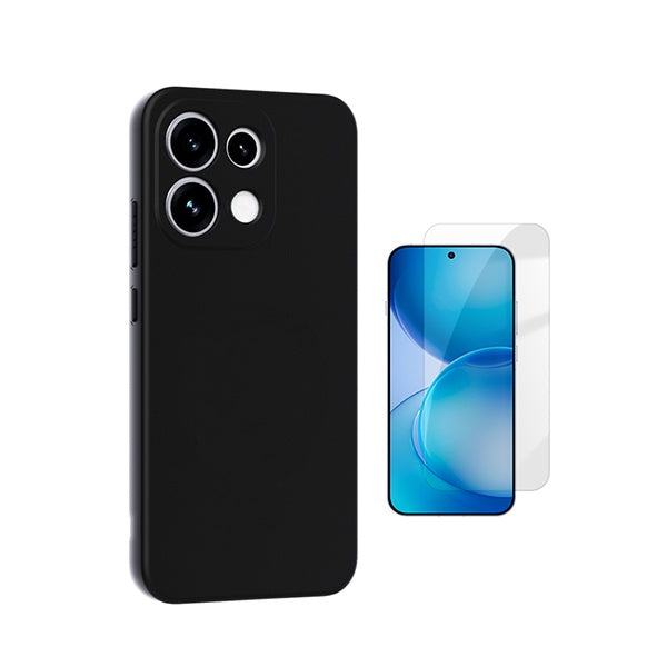 Kit Vidro Clearglass + Capa Silicone Líquido PHONECARE Para Oppo Reno16 F 5G - Preto