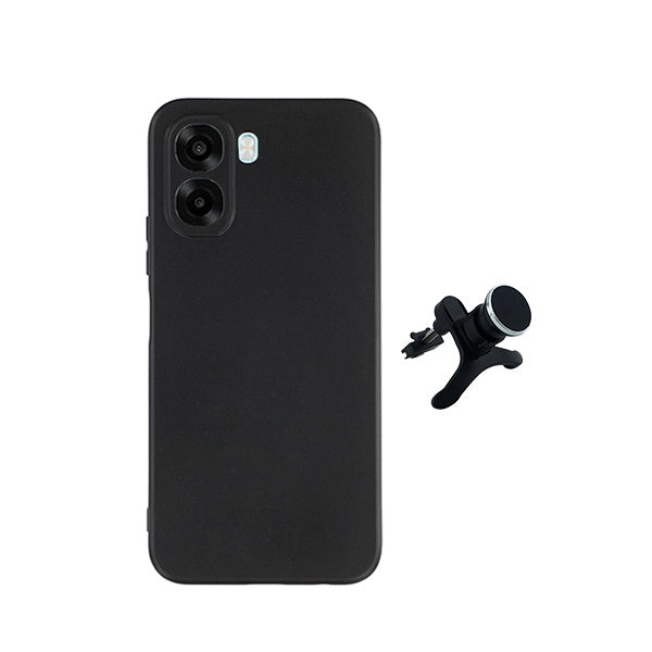 Kit Suporte Magnético Reforçado + Capa Silicone Líquido PHONECARE Para Oppo A6x - Preto