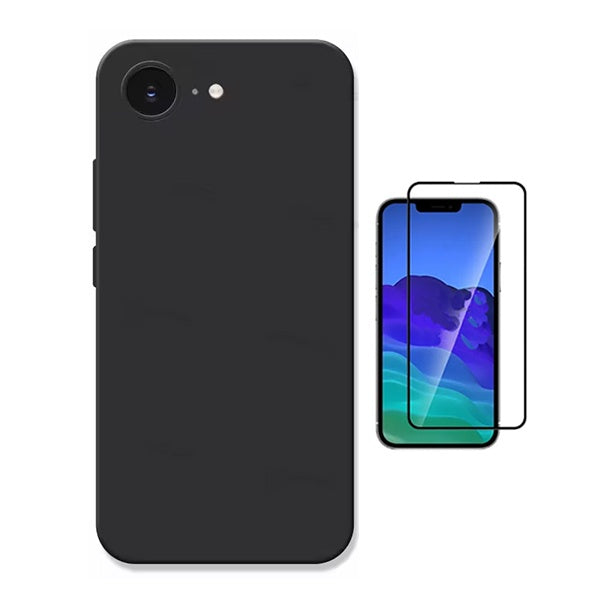 Kit Vidro Temperado + Capa Silicone Líquido PHONECARE Para Apple iPhone 17e - Preto