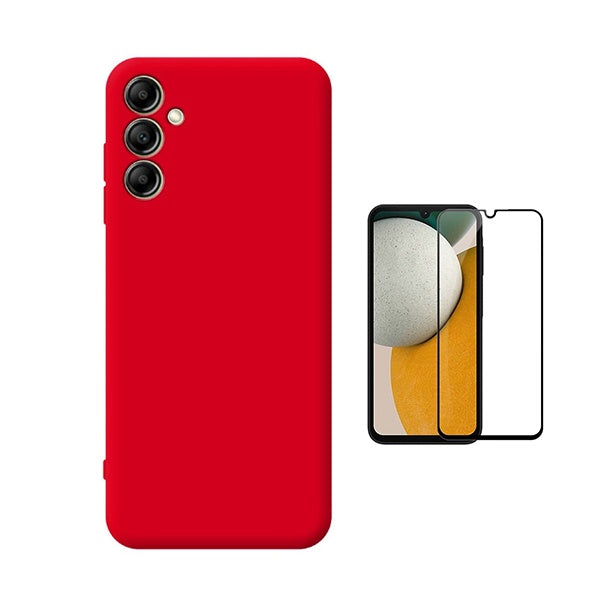 Kit Vidro Temperado + Capa Silicone Líquido Para Samsung Galaxy A16 - Vermelha