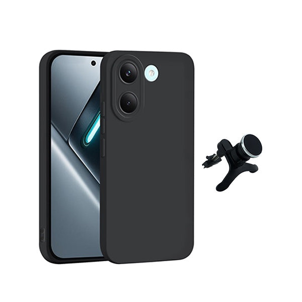 Kit Suporte Magnético Reforçado + Capa Silicone Líquido PHONECARE Para Xiaomi Poco X8 Pro - Preto