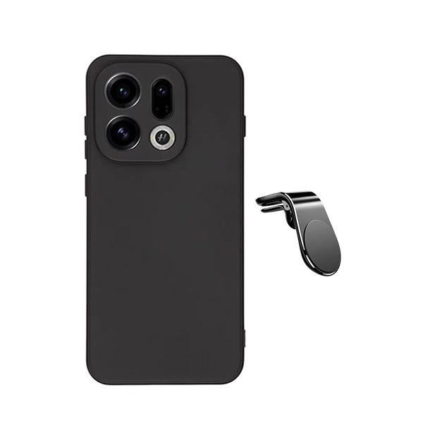 Kit Suporte L + Capa Silicone Líquido PHONECARE Para Oppo Find X9 - Preto