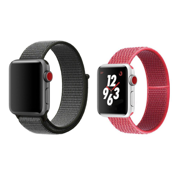 Kit 2x Bracelete Nylonsense Para Apple Watch SE 3 - 40mm - Preto / Vermelho